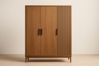 Armadio in legno massello a 3 ante con maniglie in alluminio