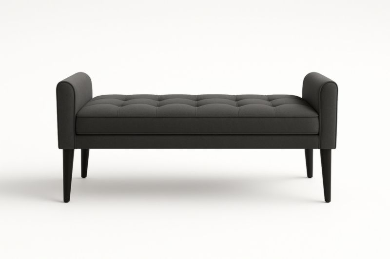 Panca imbottita in legno e tessuto poliestere nera 140 cm