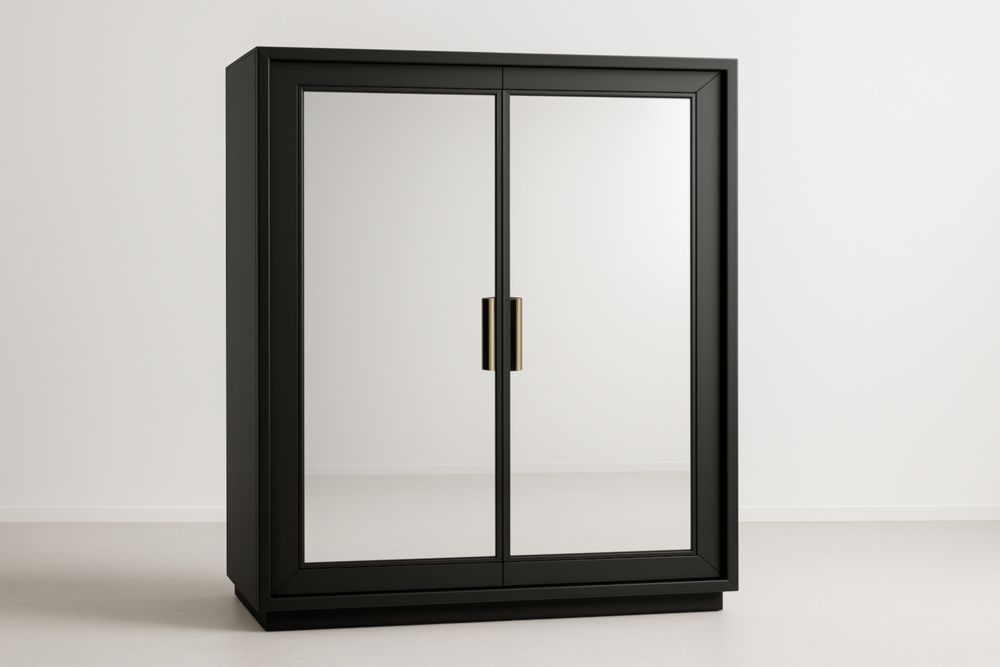Armadio nero a due ante con specchi