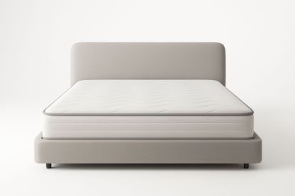 Letto matrimoniale tessuto grigio con materasso