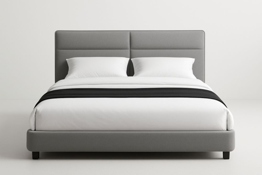 Letto matrimoniale imbottito grigio tessuto 200x160 cm