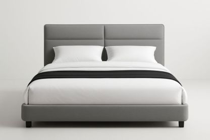 Letto matrimoniale imbottito grigio tessuto 200x160 cm