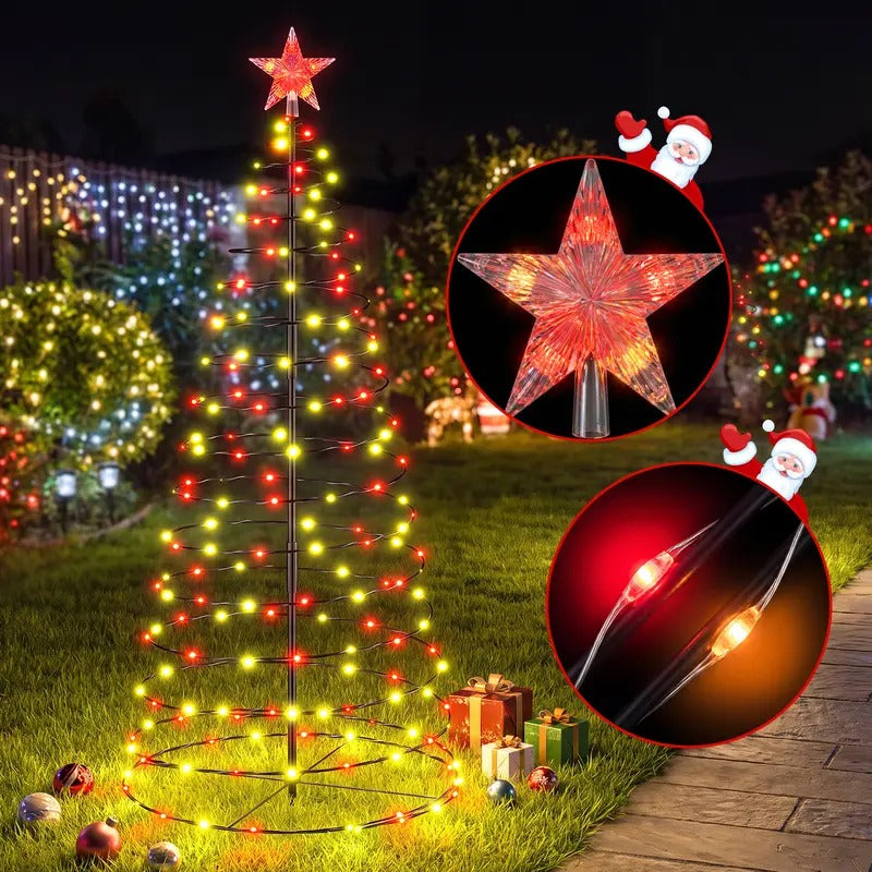 🔥 Christmas Sale | 47" Solar Spiral Christmas Tree Lights – 8 Modes, Color Changing & Foldable