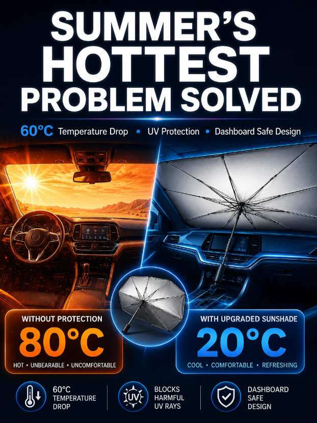 🔥Last Day 50% OFF - 2026 Upgraded Car Windshield Sun Shade Umbrella ✈️Free Shipping
