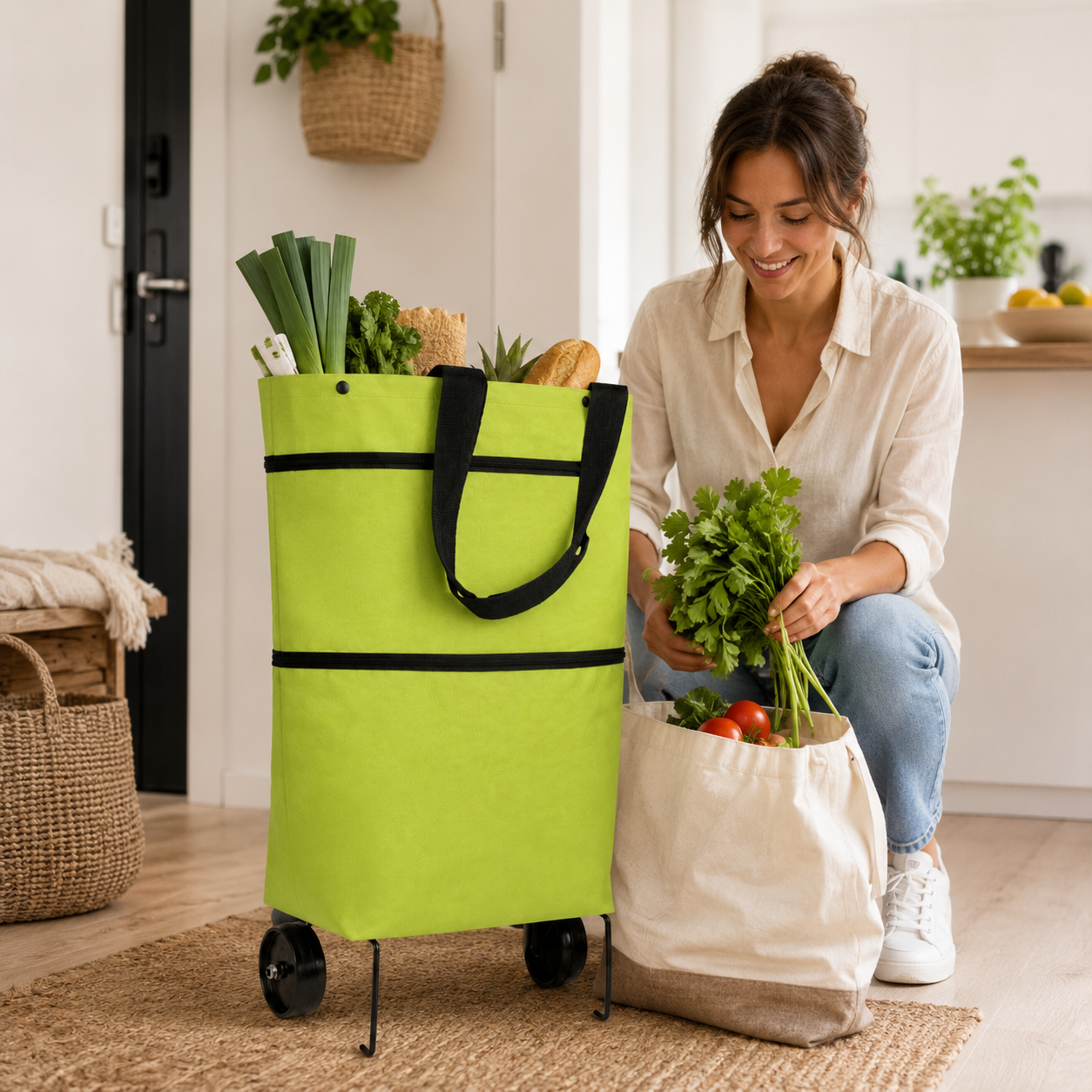 🔥Last Day Discount｜2-in-1 Foldable Shopping Trolley Bag