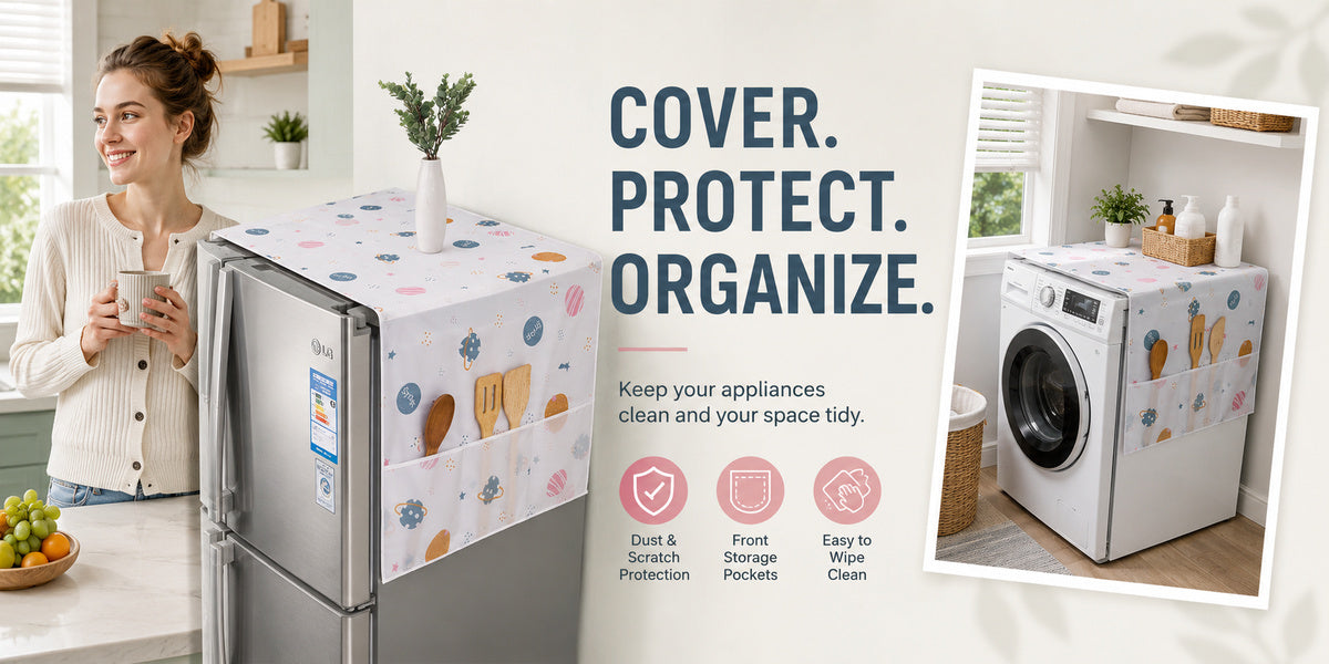 🔥Last Day Discount Waterproof Fridge Top Dust Cover With Storage Pockets