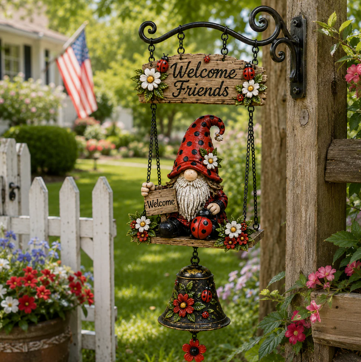 🔥 Limited time 50% OFF – Rustic Garden Gnome Bell Outdoor Decor🐞🌸