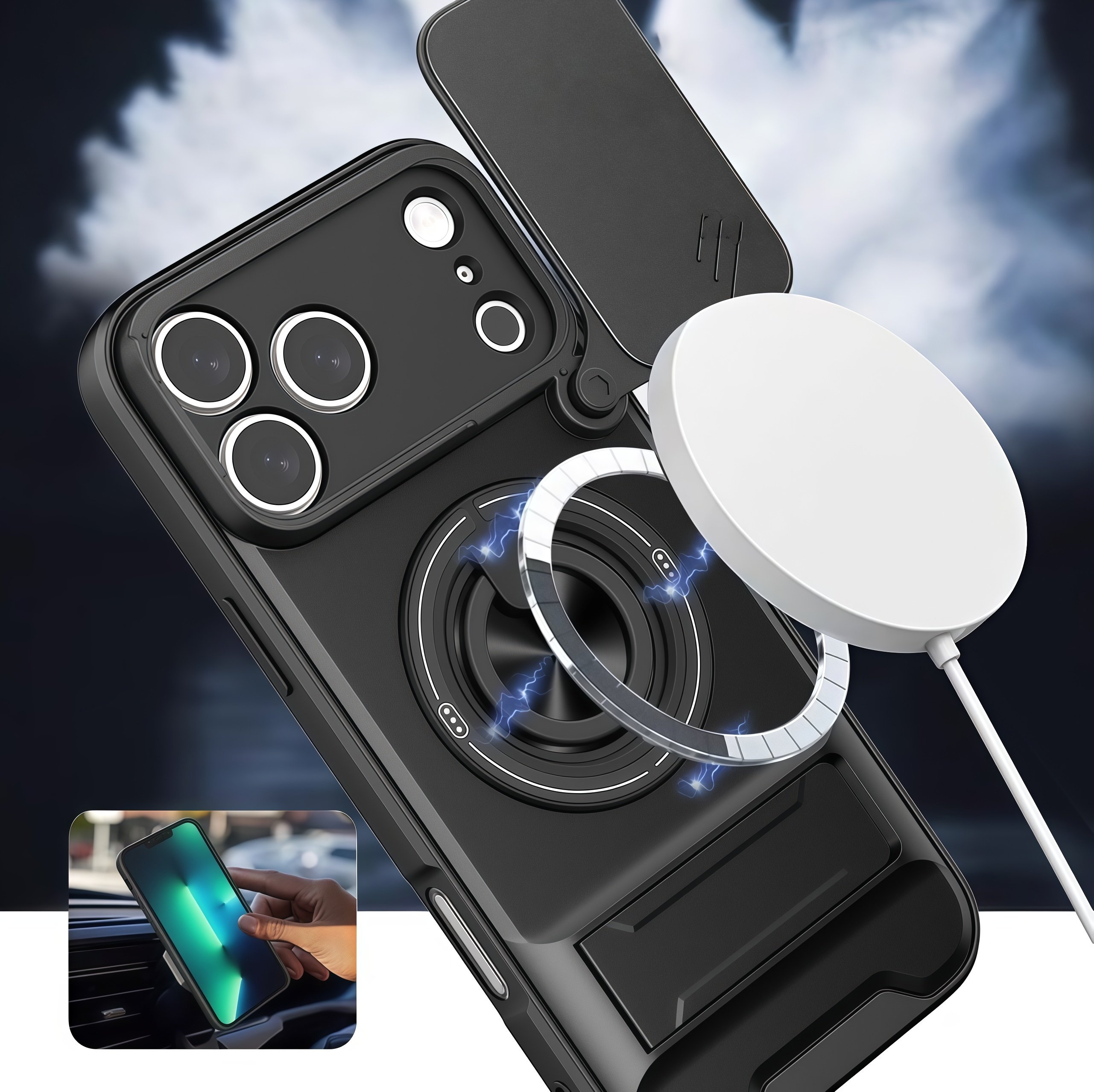 Magnetic charging compatible phone case