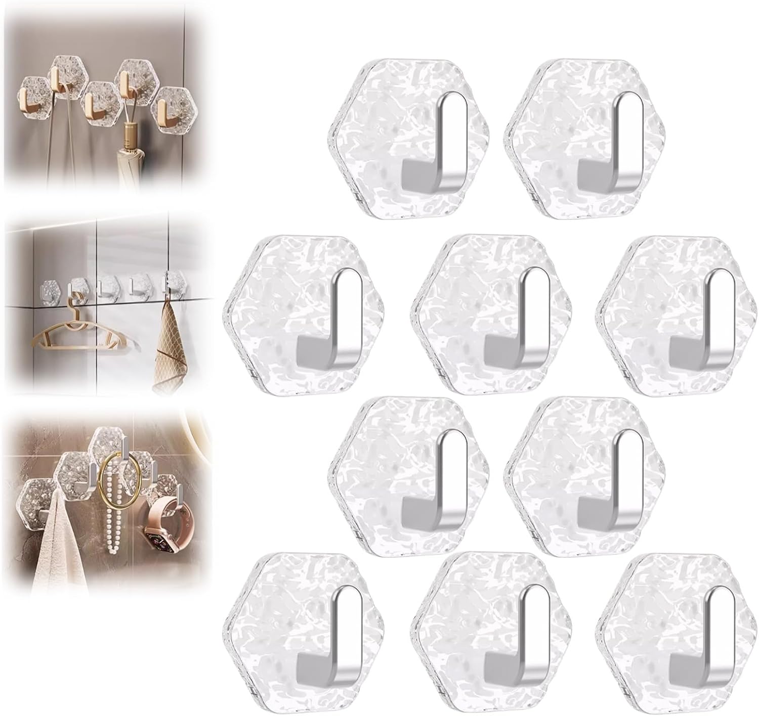 💖Limited Time Special Offer | Hexagonal Ripple Heavy-Duty Hooks for Bathroom, Kitchen & Home Storage