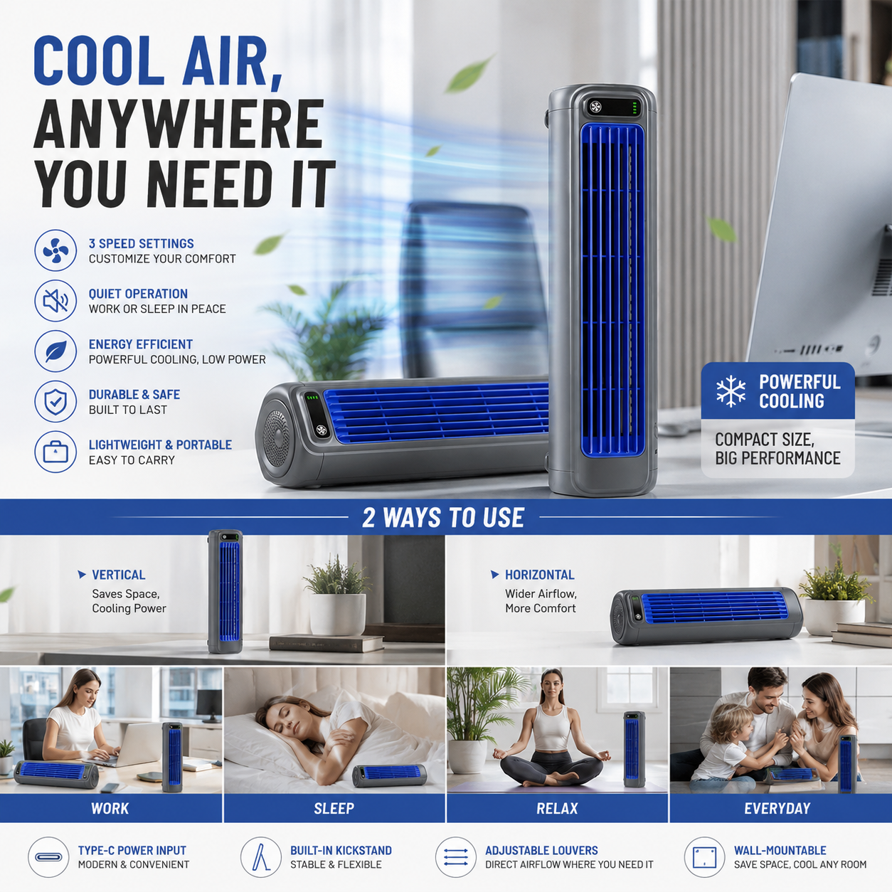 💨 IceWind™ Wireless Charging Air Conditioner
