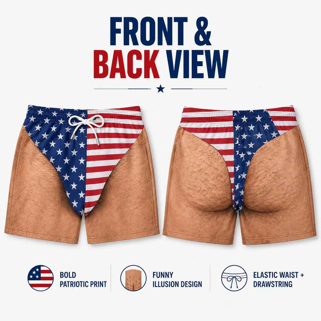 🔥Last Day Discount！US Patriotic Illusion Print Men’s Swim Trunks🏖️😎