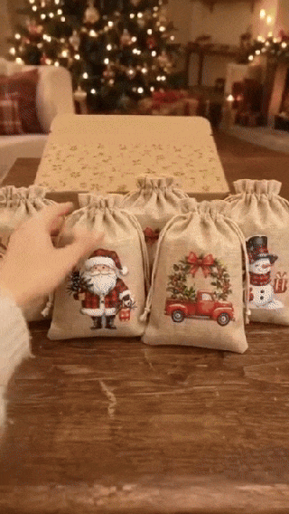 Christmas drawstring gift bag