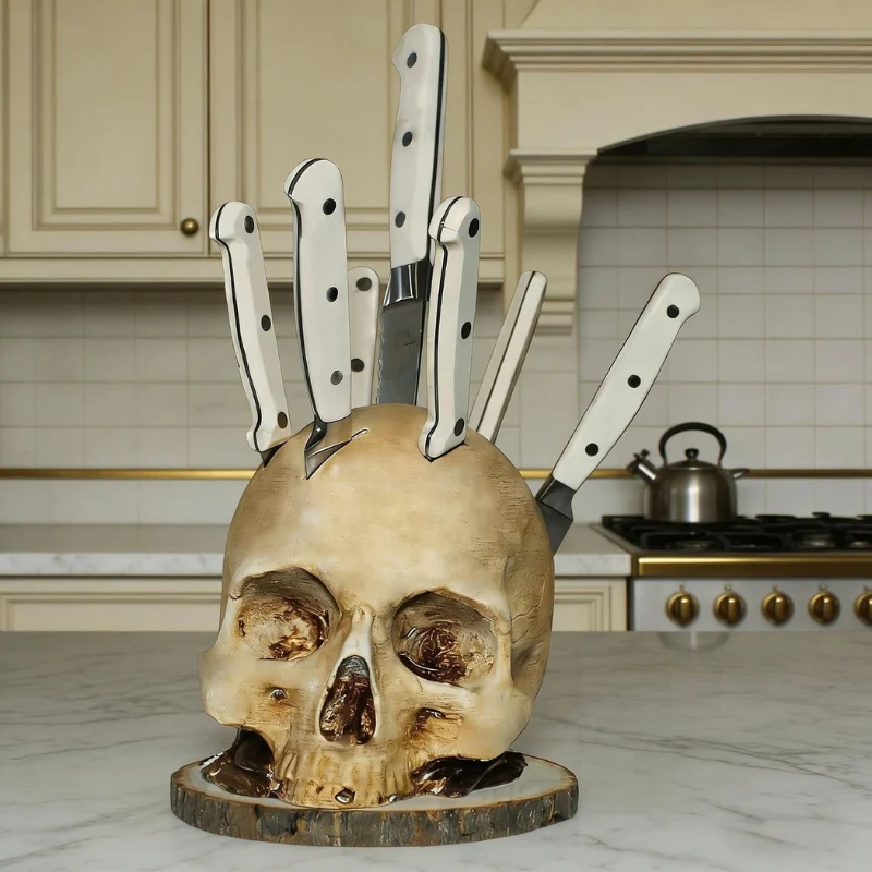Bonehold Skull Knife Block