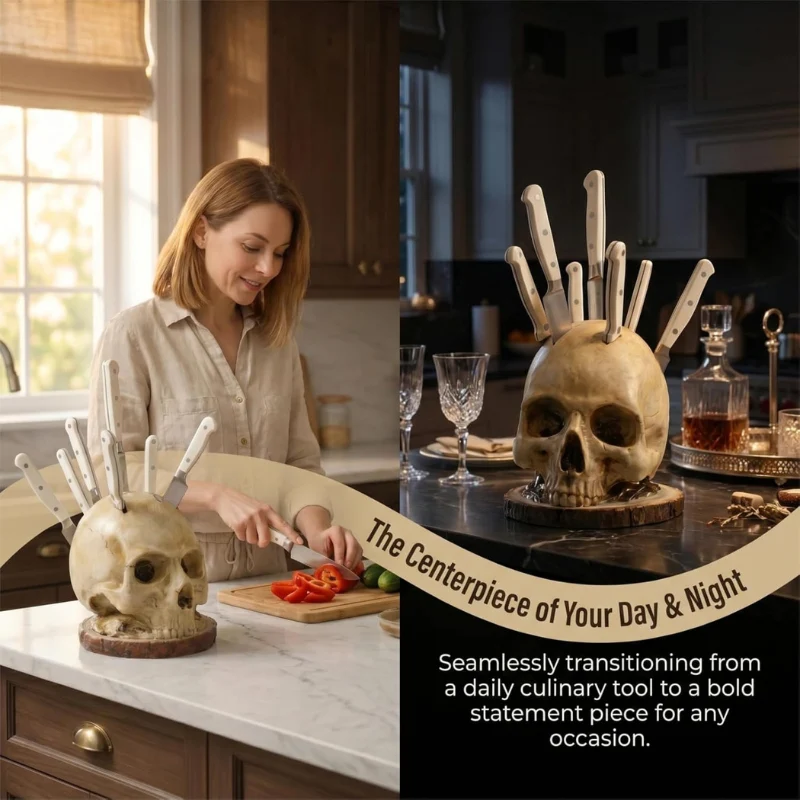 Bonehold Skull Knife Block