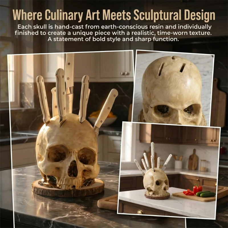 Bonehold Skull Knife Block