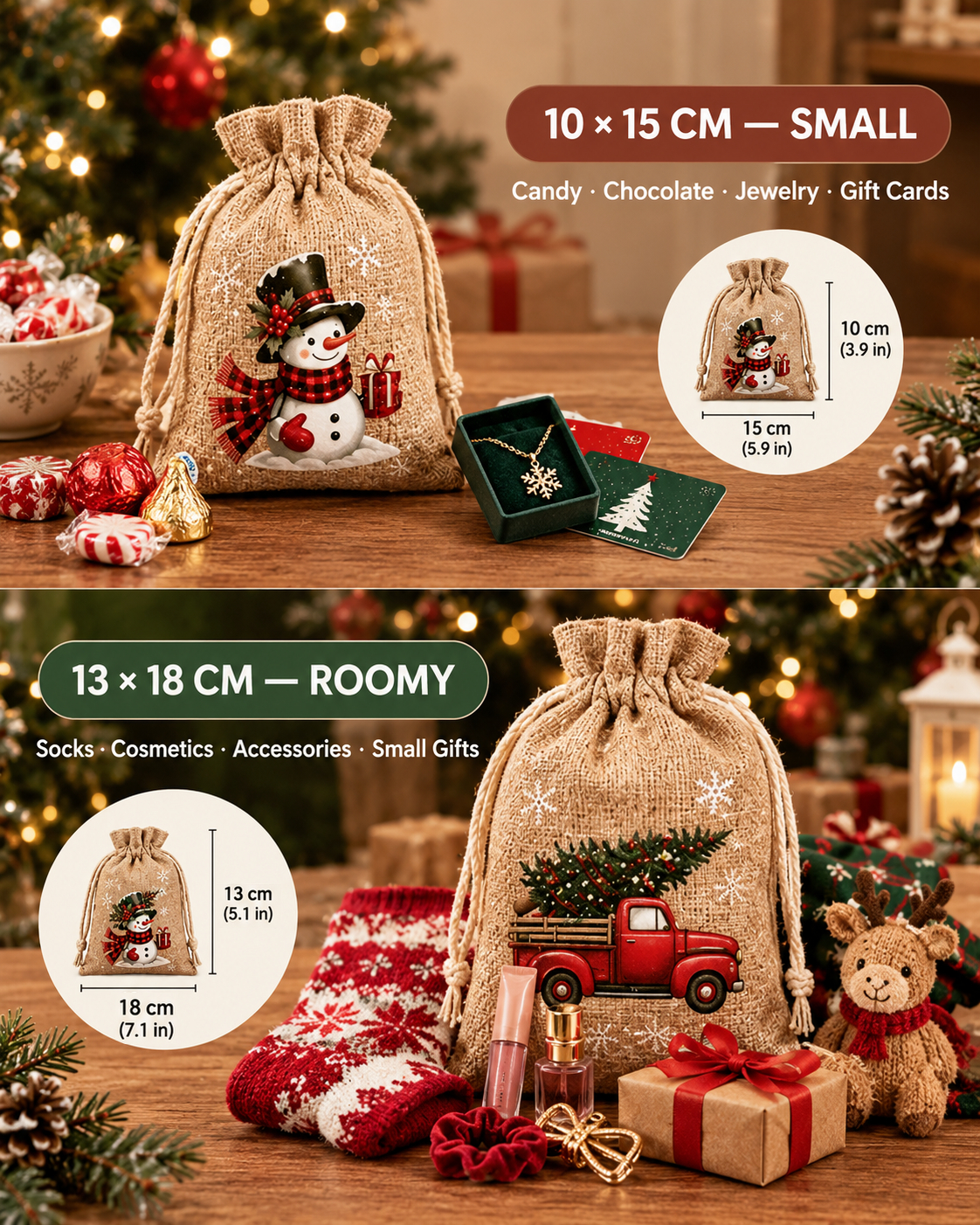 Christmas gift bag size and capacity