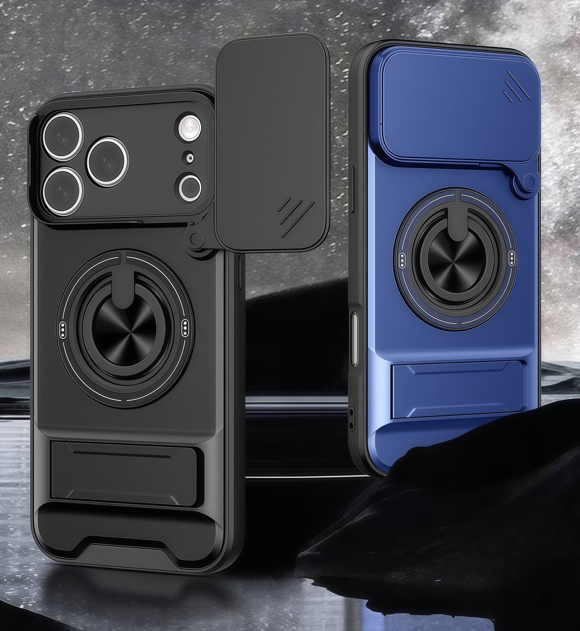 iPhone 17 Pro Max Sliding Lens Protector Magnetic Ring Case