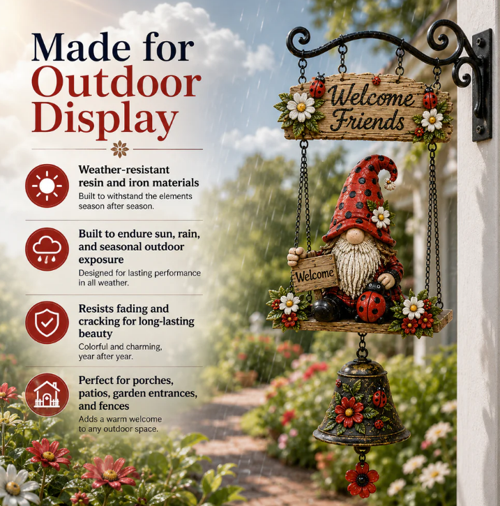 🔥 Limited time 50% OFF – Rustic Garden Gnome Bell Outdoor Decor🐞🌸