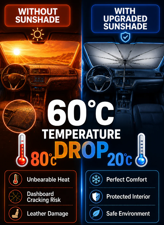 🔥Last Day 50% OFF - 2026 Upgraded Car Windshield Sun Shade Umbrella ✈️Free Shipping