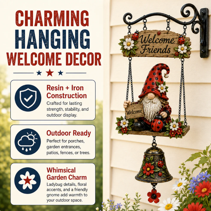 🔥 Limited time 50% OFF – Rustic Garden Gnome Bell Outdoor Decor🐞🌸