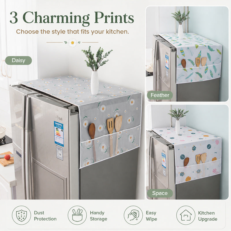 🔥Last Day Discount Waterproof Fridge Top Dust Cover With Storage Pockets