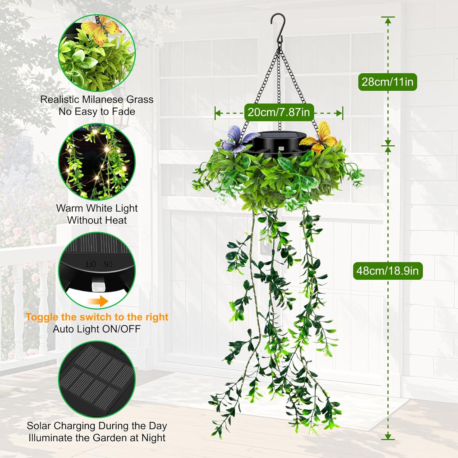 Realistic Flower Vine Solar Hanging Garden Lights