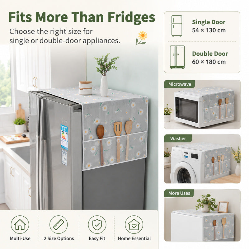🔥Last Day Discount Waterproof Fridge Top Dust Cover With Storage Pockets