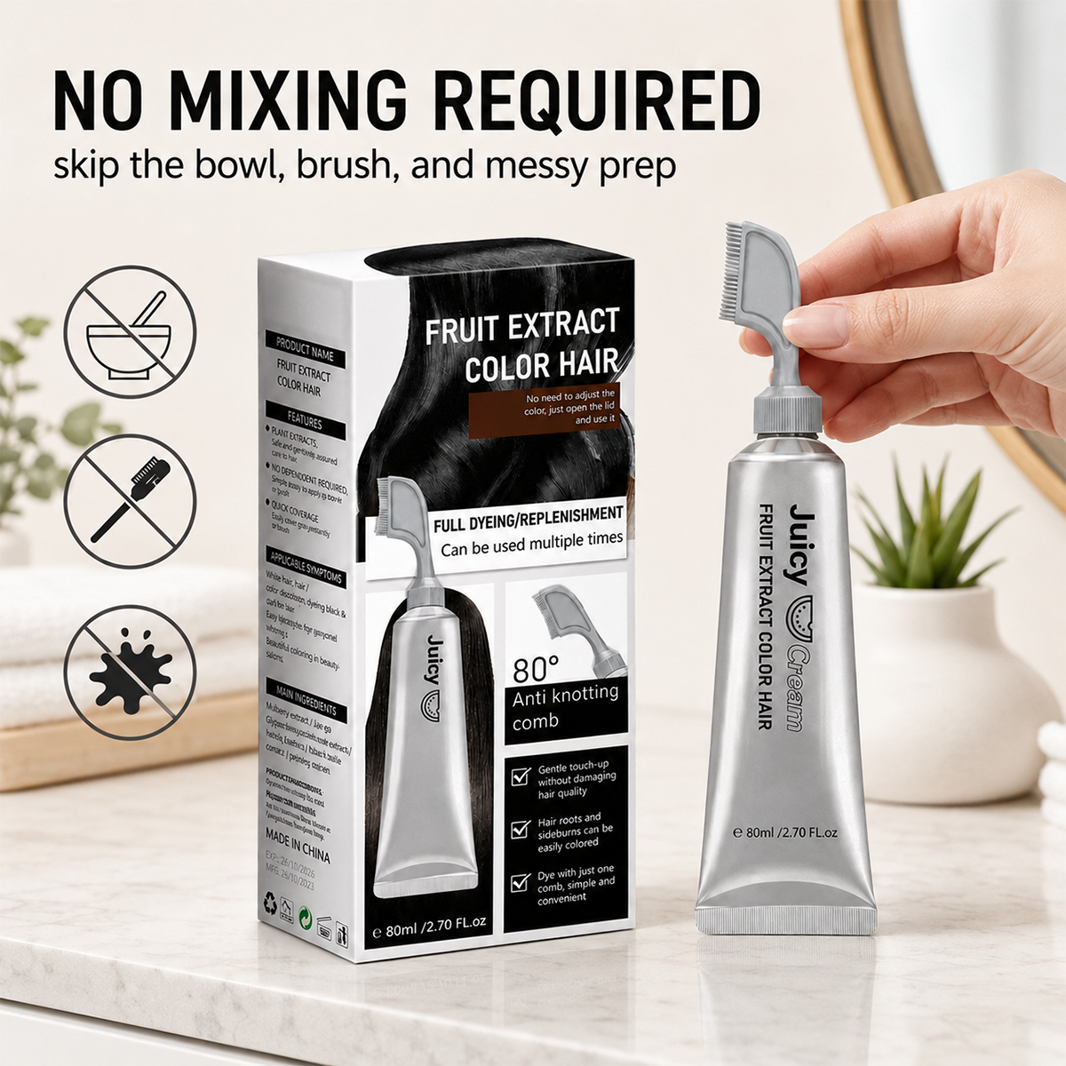 LAST DAY DISCOUNT🌿 Hair Dye Cream for Gray Coverage – Salon-Quality Color At Home
