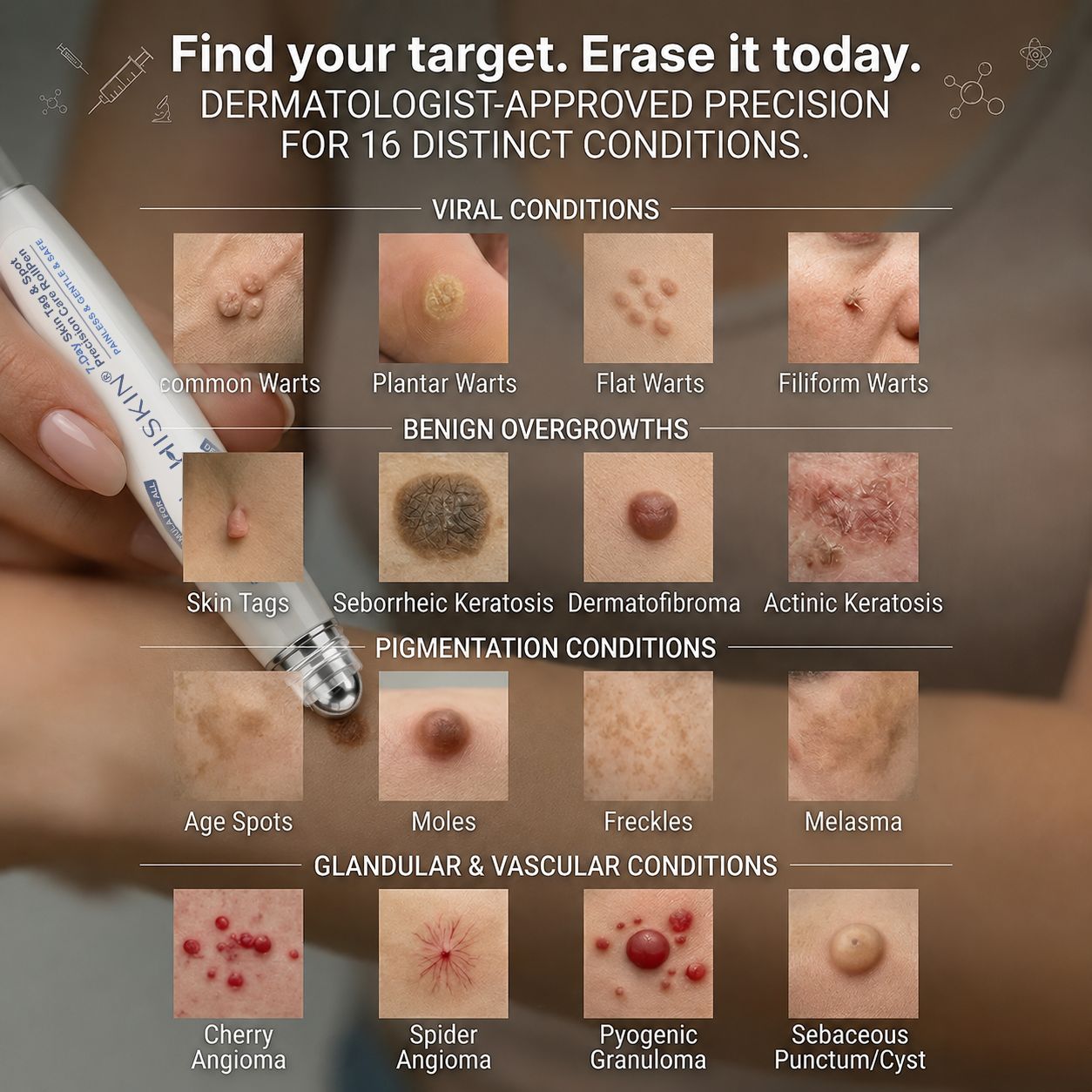 👩‍⚕️ 𝟕-𝐃𝒂𝘆 𝐒𝗸𝐢𝐧 𝐓𝒂𝗴 & 𝐒𝐩𝙤𝐭 𝐄𝐫𝒂𝐬𝙚𝐫 Painless & Scar-Free Advanced Imperfection Removal Rollerball Pen