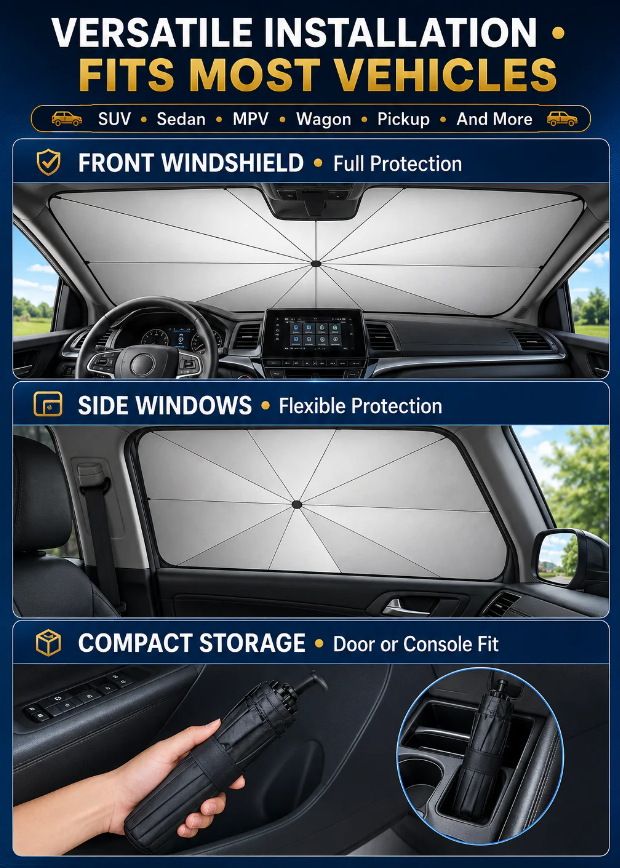 🔥Last Day 50% OFF - 2026 Upgraded Car Windshield Sun Shade Umbrella ✈️Free Shipping