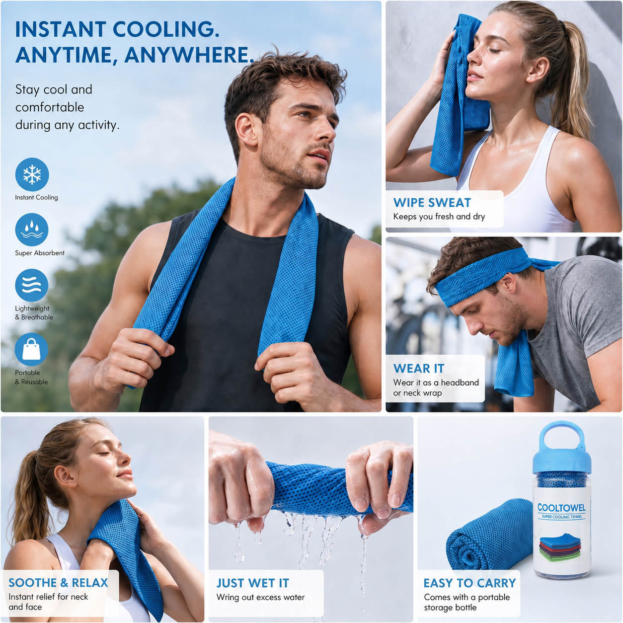 🩵Last Day Buy 1 Get 1 Free🩵🌞 Summer Essential-❄Absorbent Quick-Drying Gym Cooling Towels✈️Free Shipping