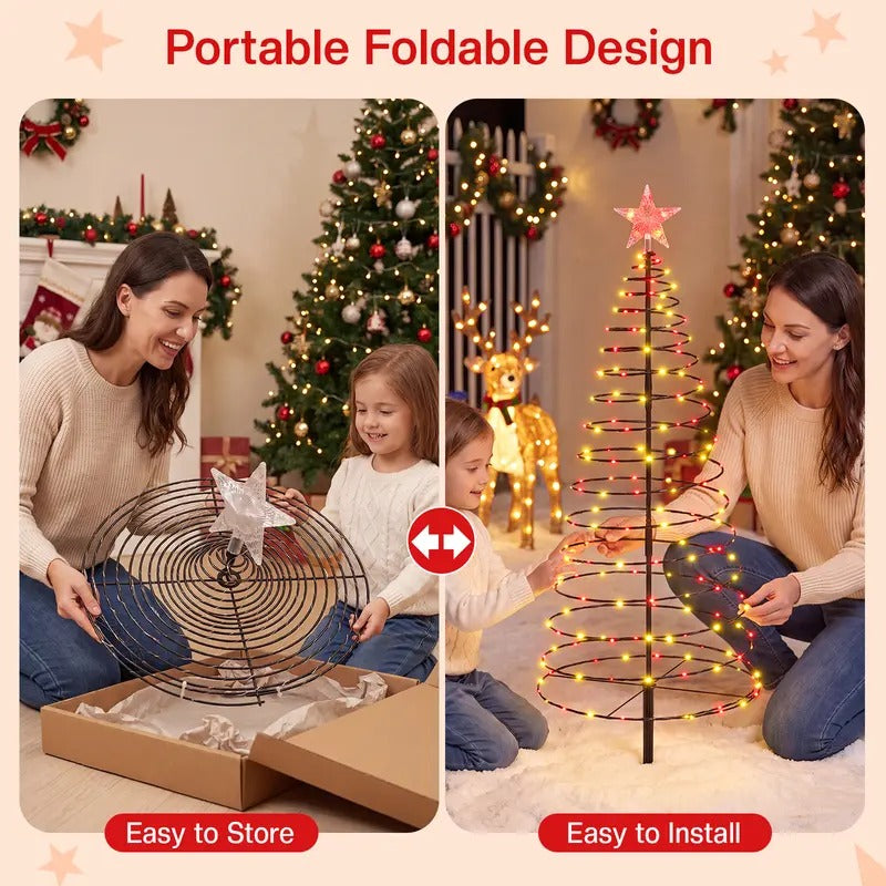 🔥 Christmas Sale | 47" Solar Spiral Christmas Tree Lights – 8 Modes, Color Changing & Foldable