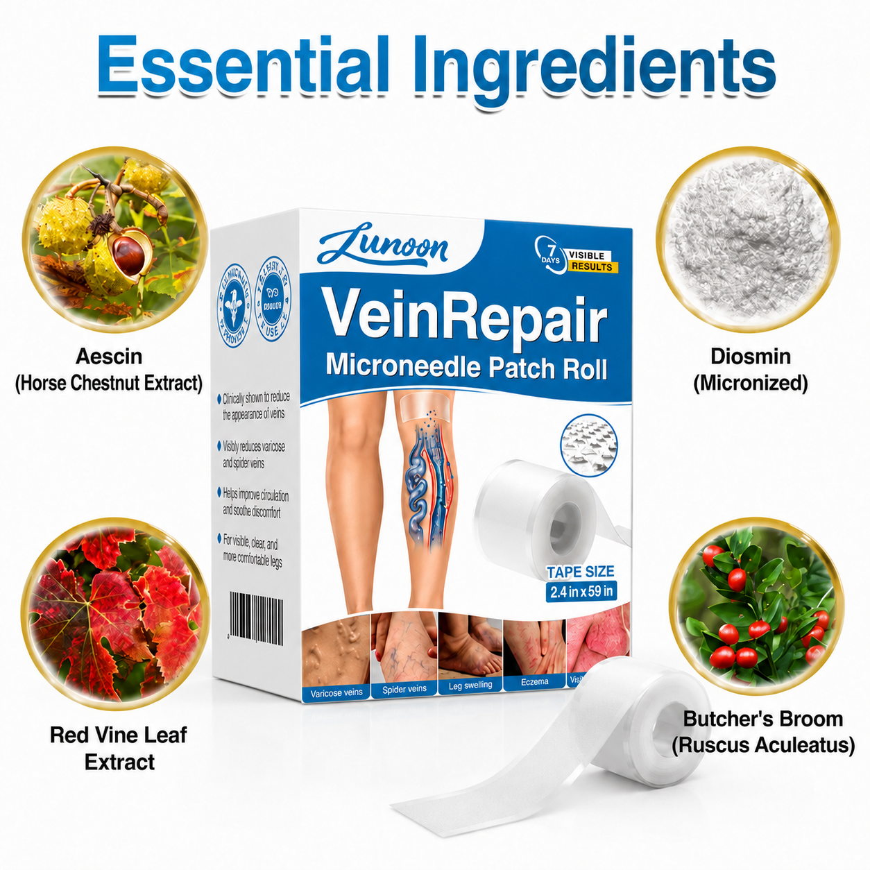US✅🌱 VeinRepair Microneedle Patch Roll ⚡ Instant Relief, Long-Term Results