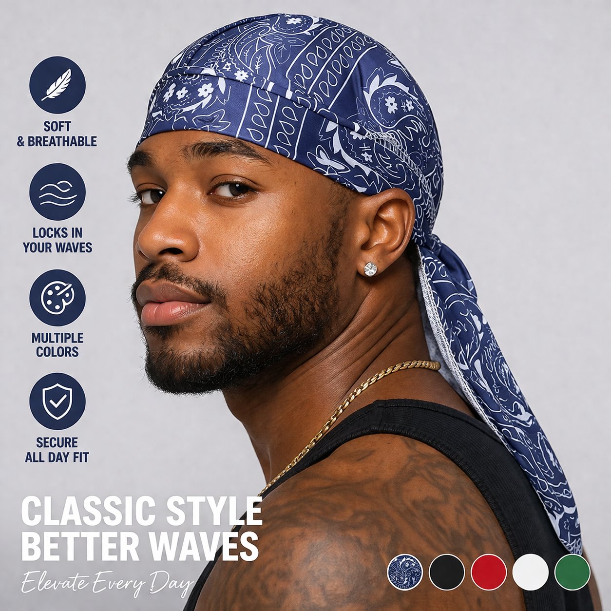 🧢 Paisley Cooling Durag Cap Breathable Headscarf for Waves & All-Day Comfort ✨