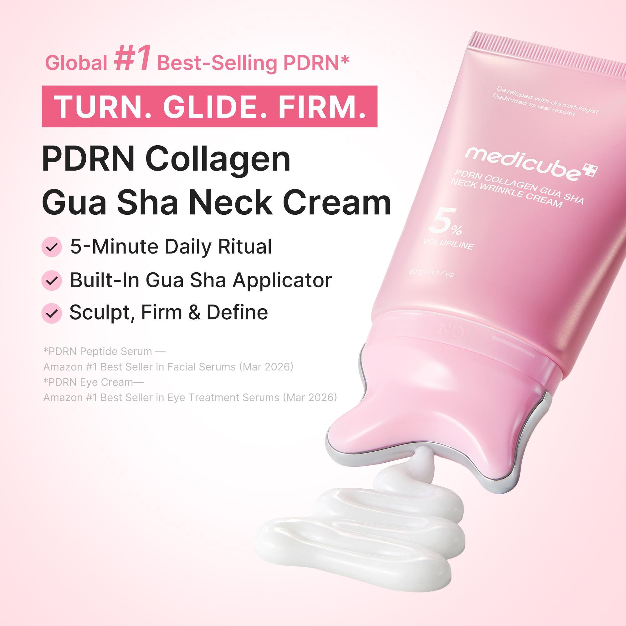 [NEW] [medicube] PDRN Collagen Gua Sha Neck Wrinkle Cream | Built-In Gua Sha Massager with Volufiline 5% + PDRN | Firming, Contour Care for the Look of Fine Lines, Jawline, Neck, D&eacute;collet&eacute; | Massage Cream | Korean Skincare