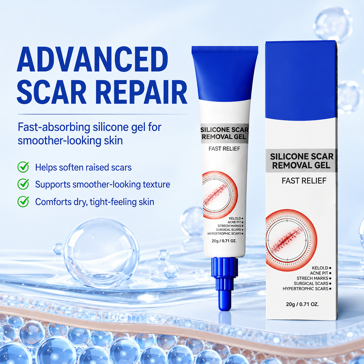 LAST DAY DISCOUNT✨Advanced Silicone Scar Gel | Smooth Away Scars & Fine Lines
