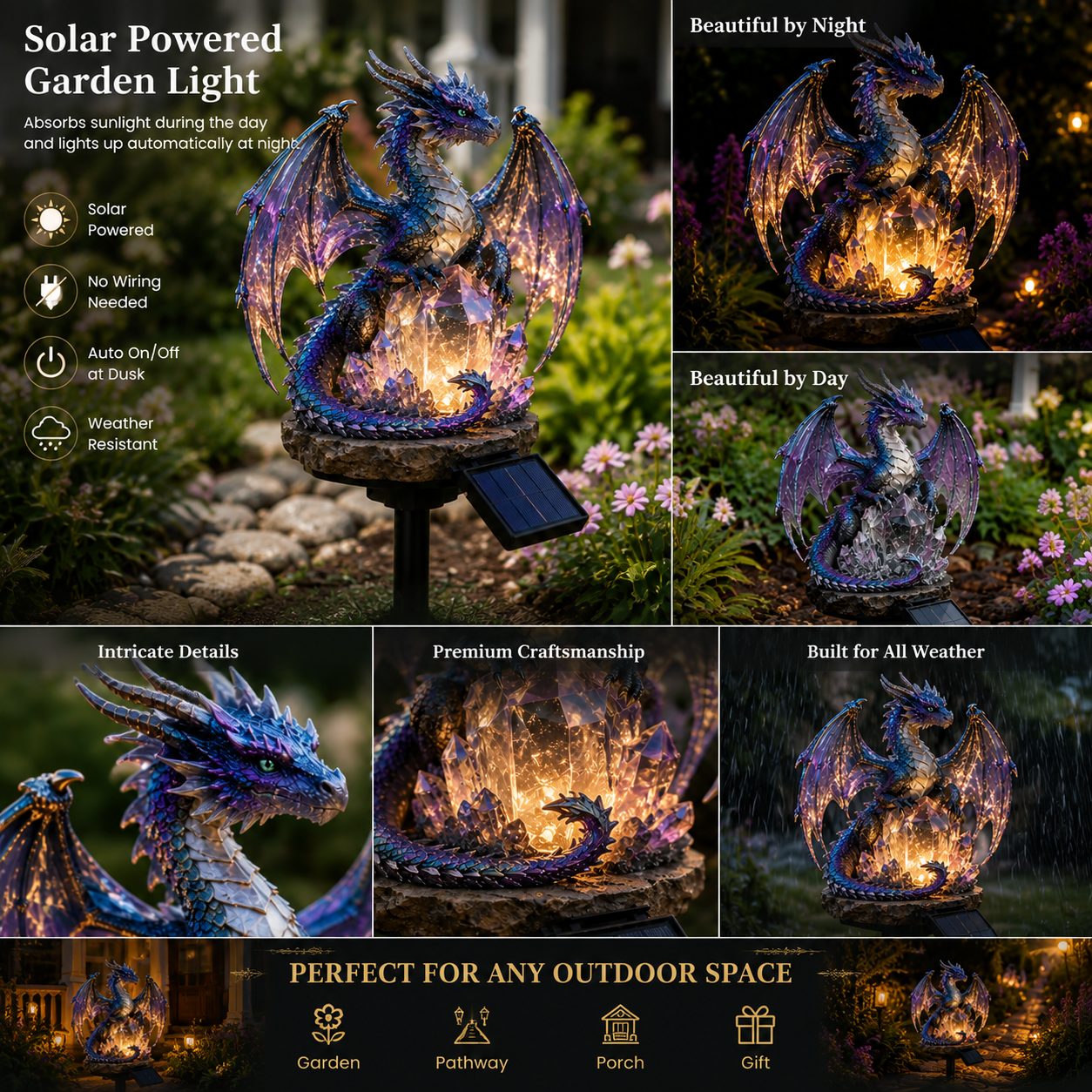 🥰Final Day Offer | Dragon Crystal Solar Light For Garden & Porch