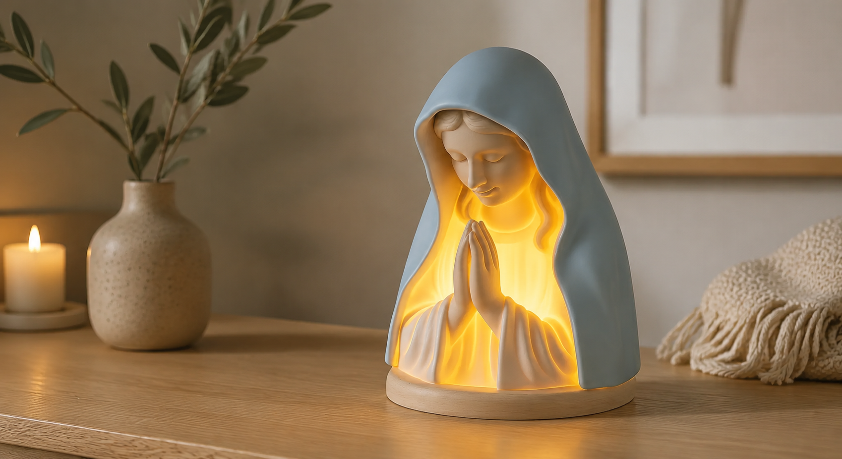 ✝️ Handmade Resin Virgin Mary Night Light – A Gentle Glow of Peace & Protection
