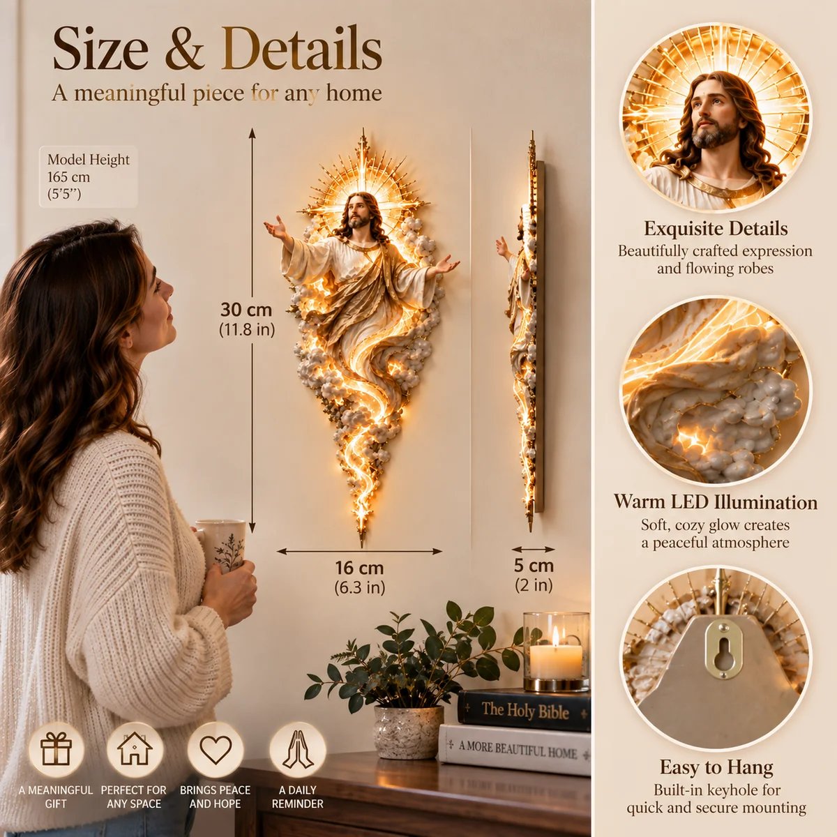 Light of the World Jesus sculpture dimensions