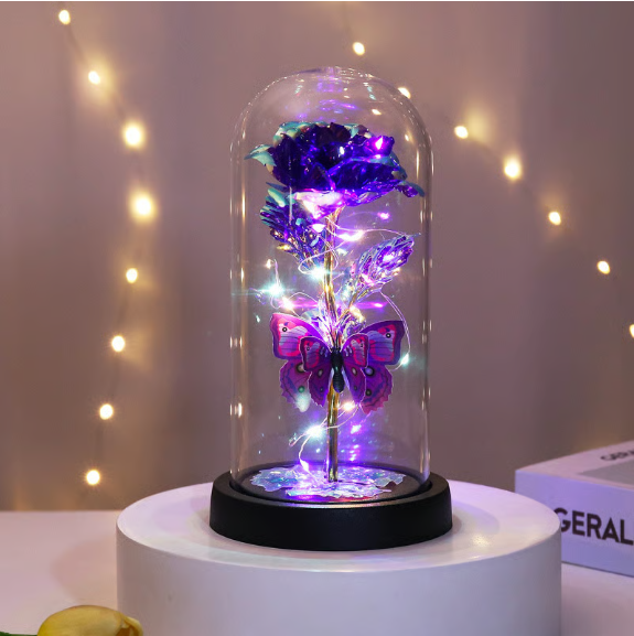 🏆Valentine's Day Special 49% off💥eternal Butterfly Rose Glass Dome Display With Led Light🦋🌹