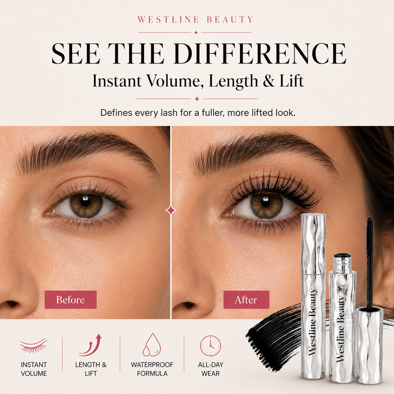 LAST DAY - BUY 1 GET 1 FREE💜Waterproof Curling & Lengthening Mascara✈Free Shipping