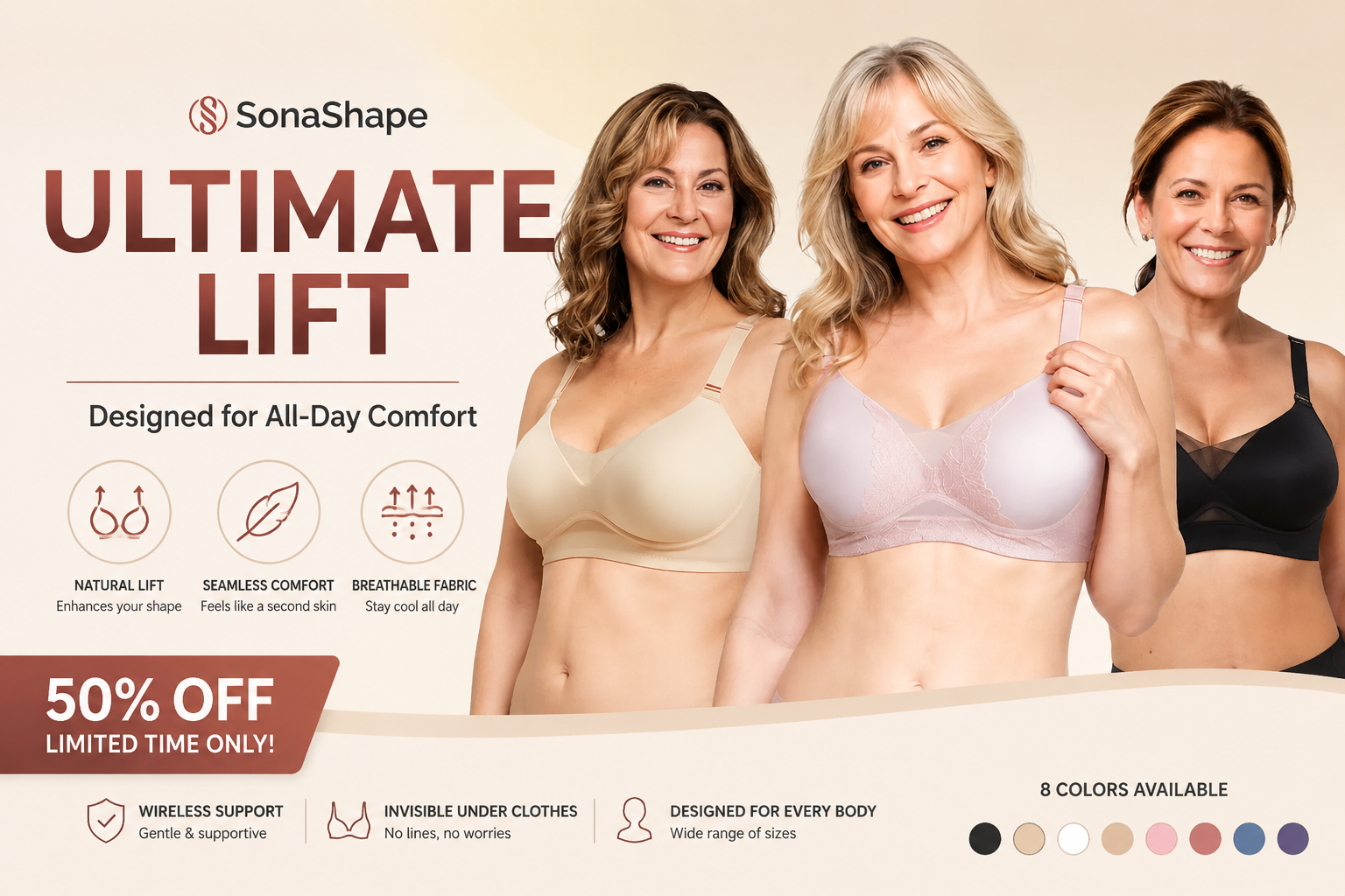 LAST DAY 50% OFF | Seamless Lift Bra Designed for All-Day Comfort