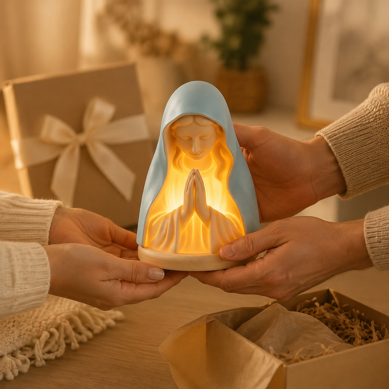 ✝️ Handmade Resin Virgin Mary Night Light – A Gentle Glow of Peace & Protection