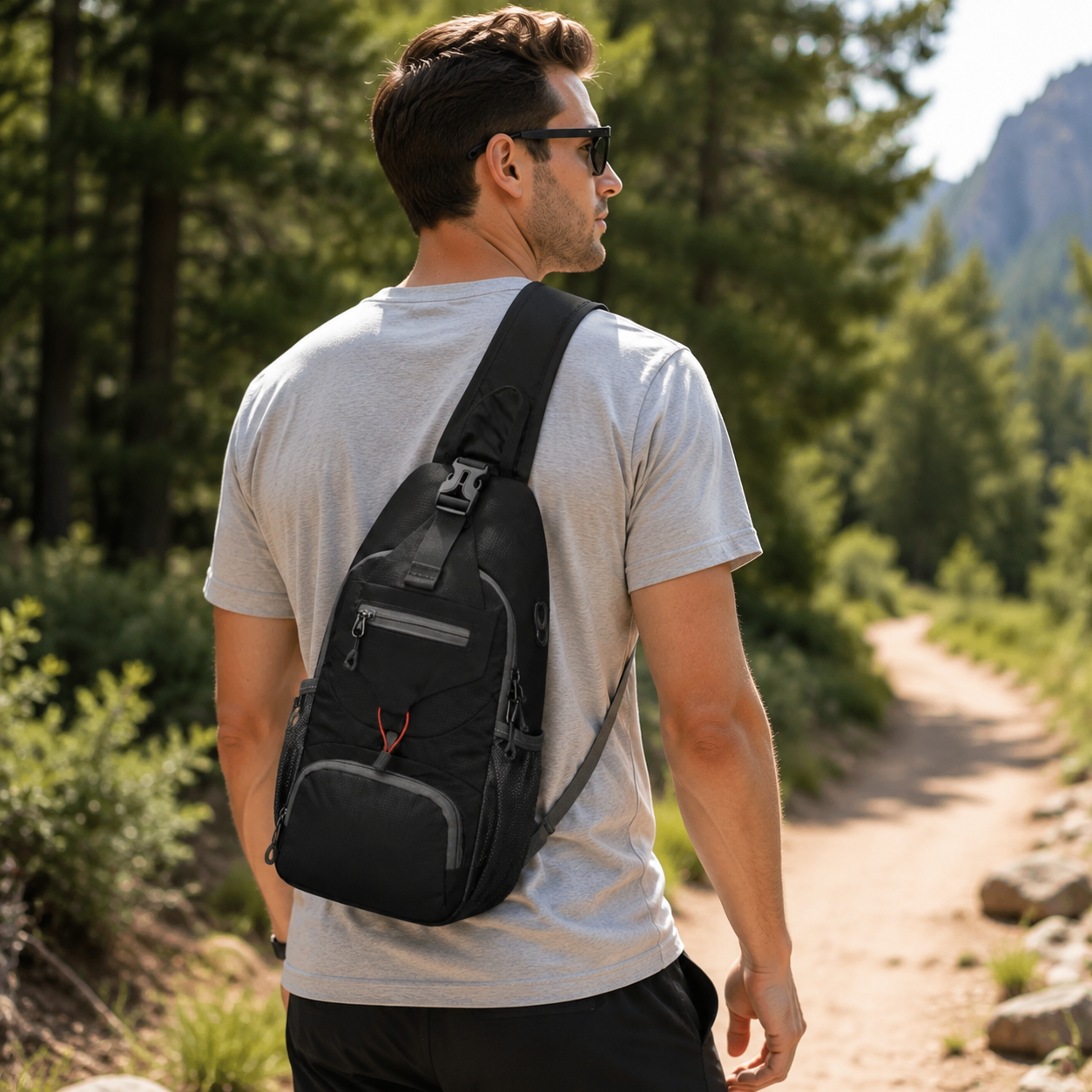 ✨ Perfect for Hiking and Traveling ✨Packable Small Crossbody Sling Backpack with Side Pouch
