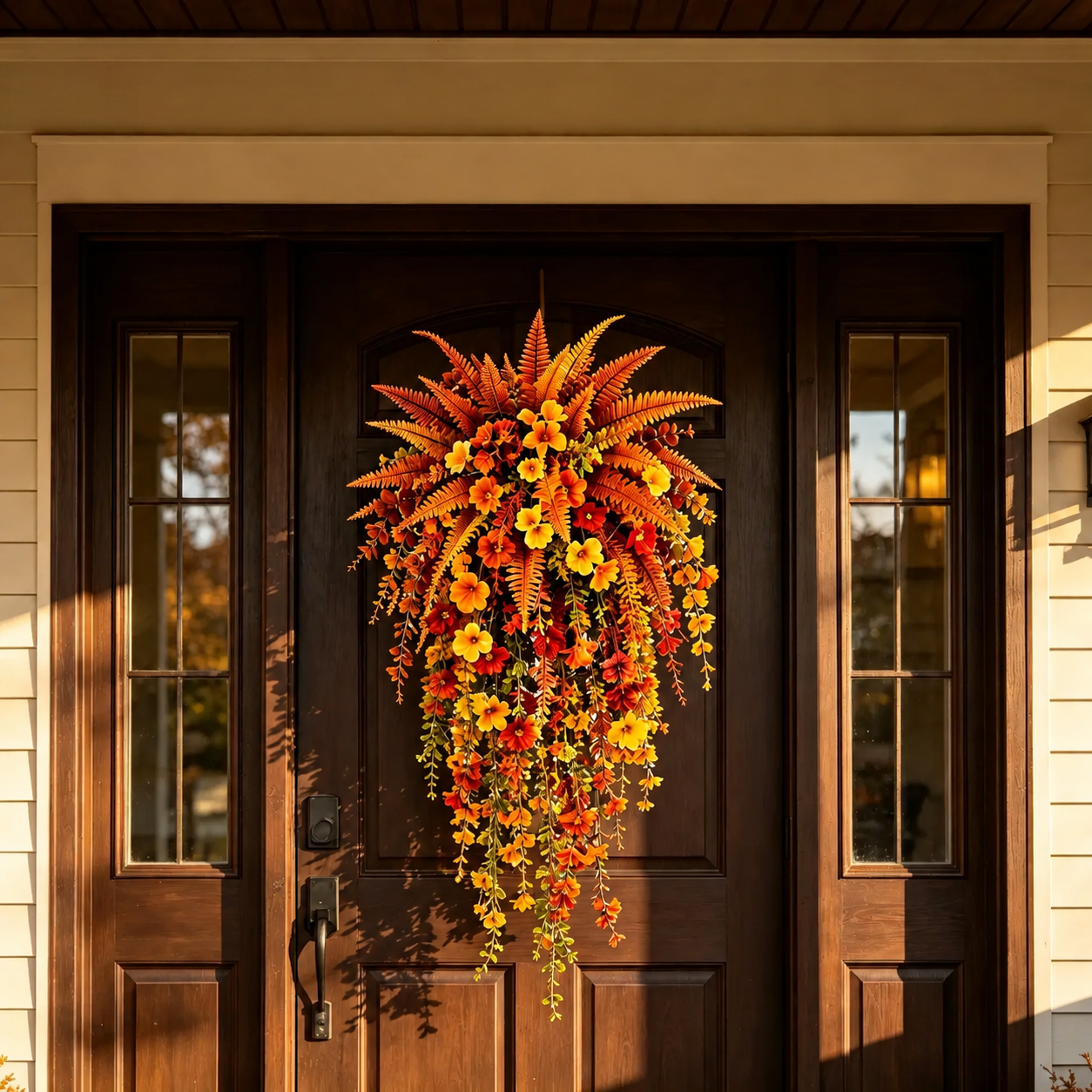 🍂 ARTIFICIAL FALL HARVEST HANGING BASKET - AUTUMN PORCH & DOOR DECORATION