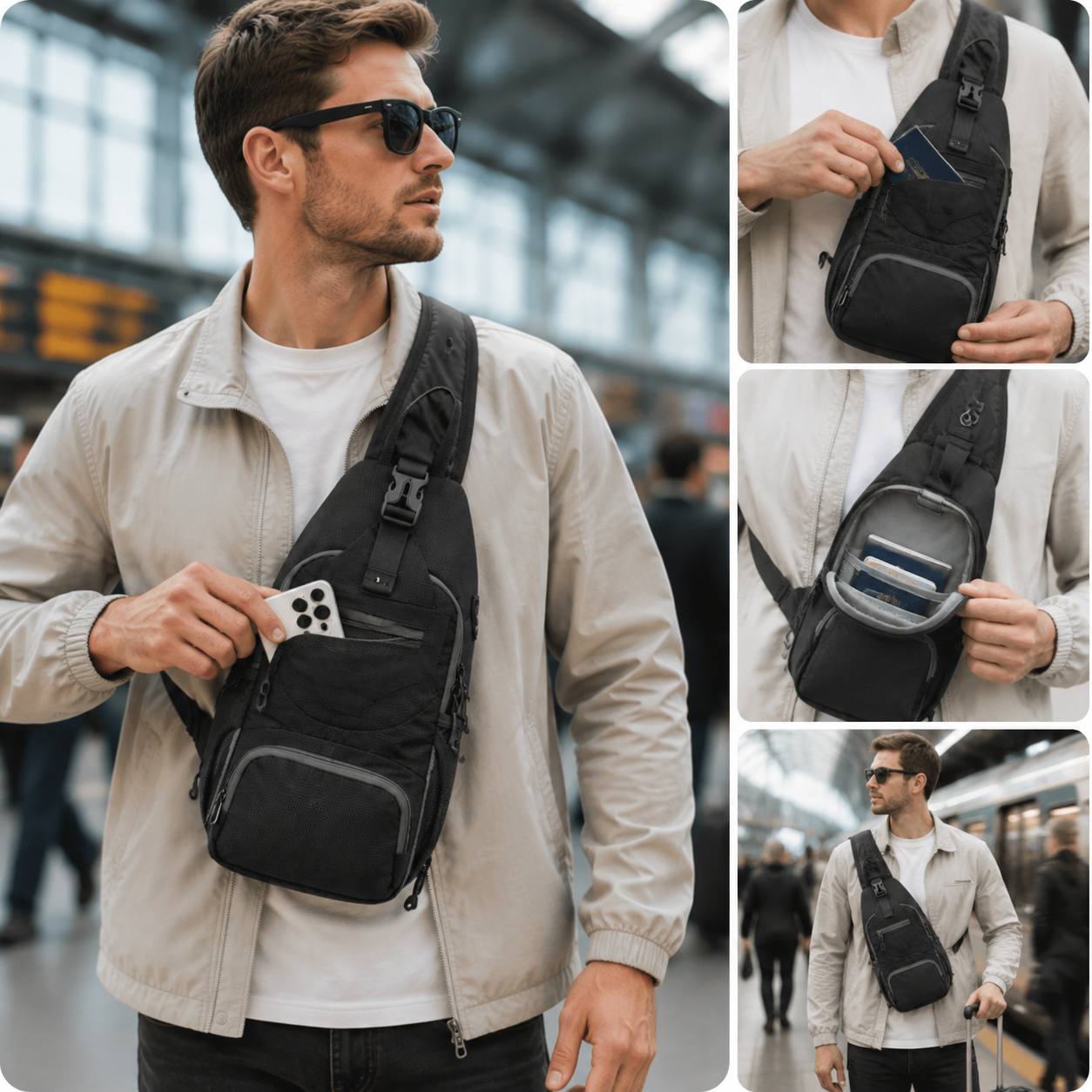 ✨ Perfect for Hiking and Traveling ✨Packable Small Crossbody Sling Backpack with Side Pouch