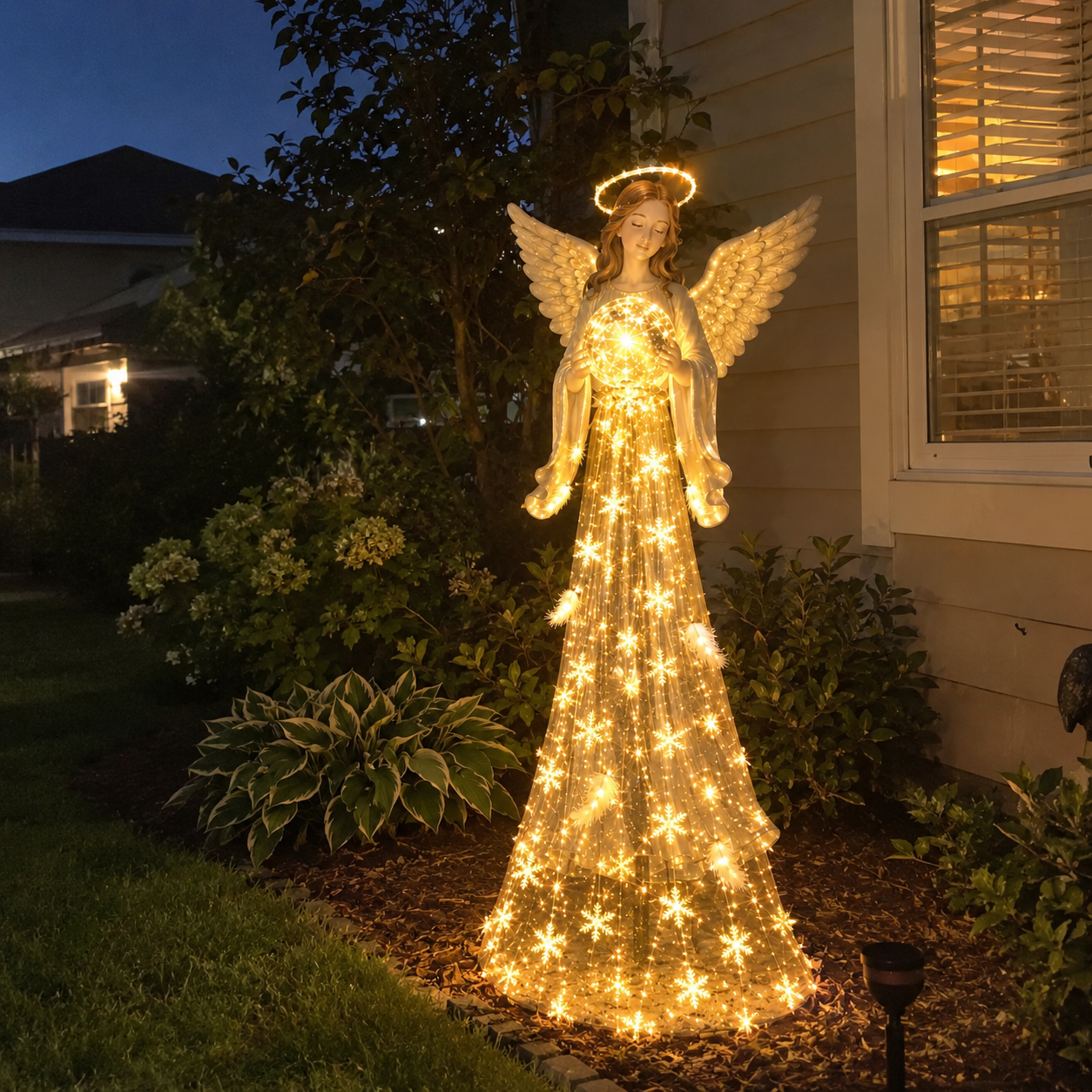 Angel Blessing Fountain outdoor Christmas display