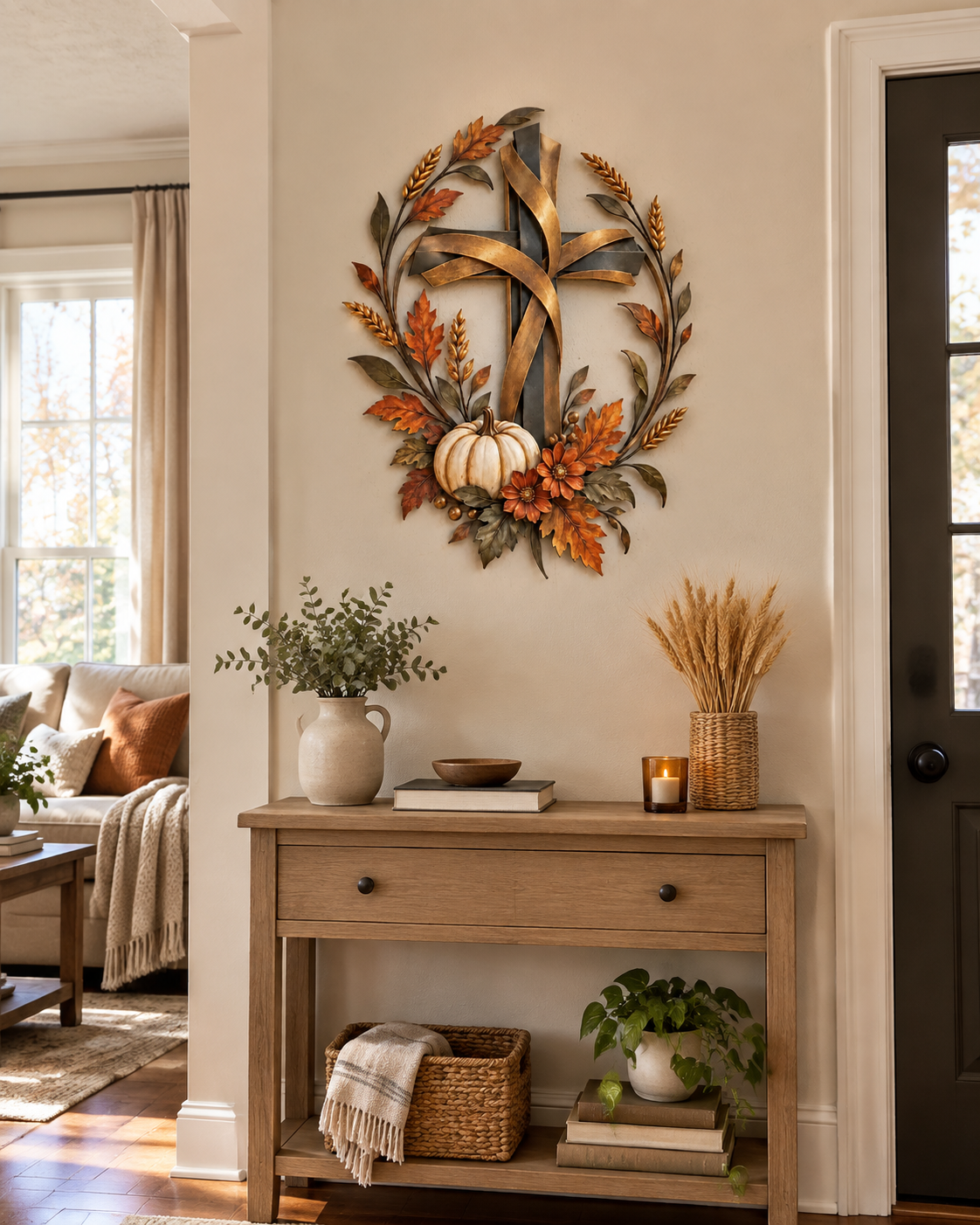 Autumn Cross displayed in an everyday American home