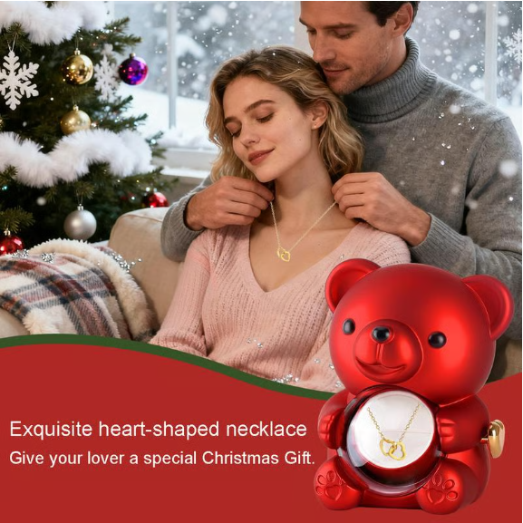 🎁hot Sale Promotion 49% Off🔥【necklace Included】cute Teddy Bear With Preserved Rose