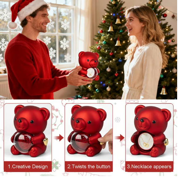 🎁hot Sale Promotion 49% Off🔥【necklace Included】cute Teddy Bear With Preserved Rose